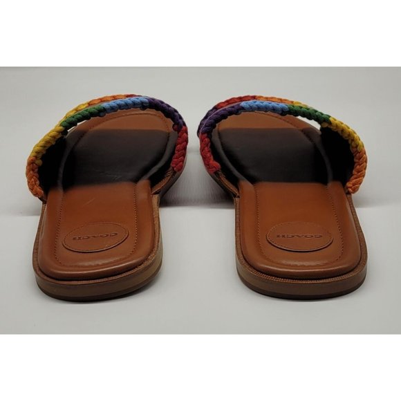 COACH Pride Leather Crochet-Trimmed Slides - Picture 7 of 10